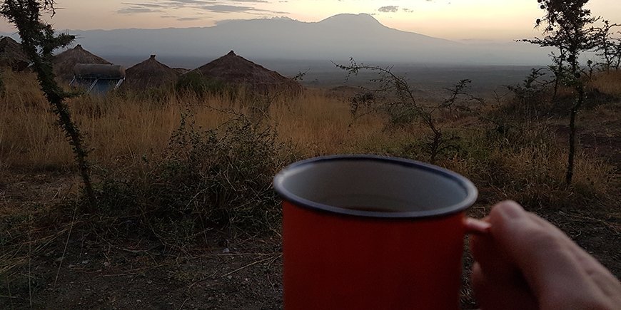coffee overlooking Kilimanjaro